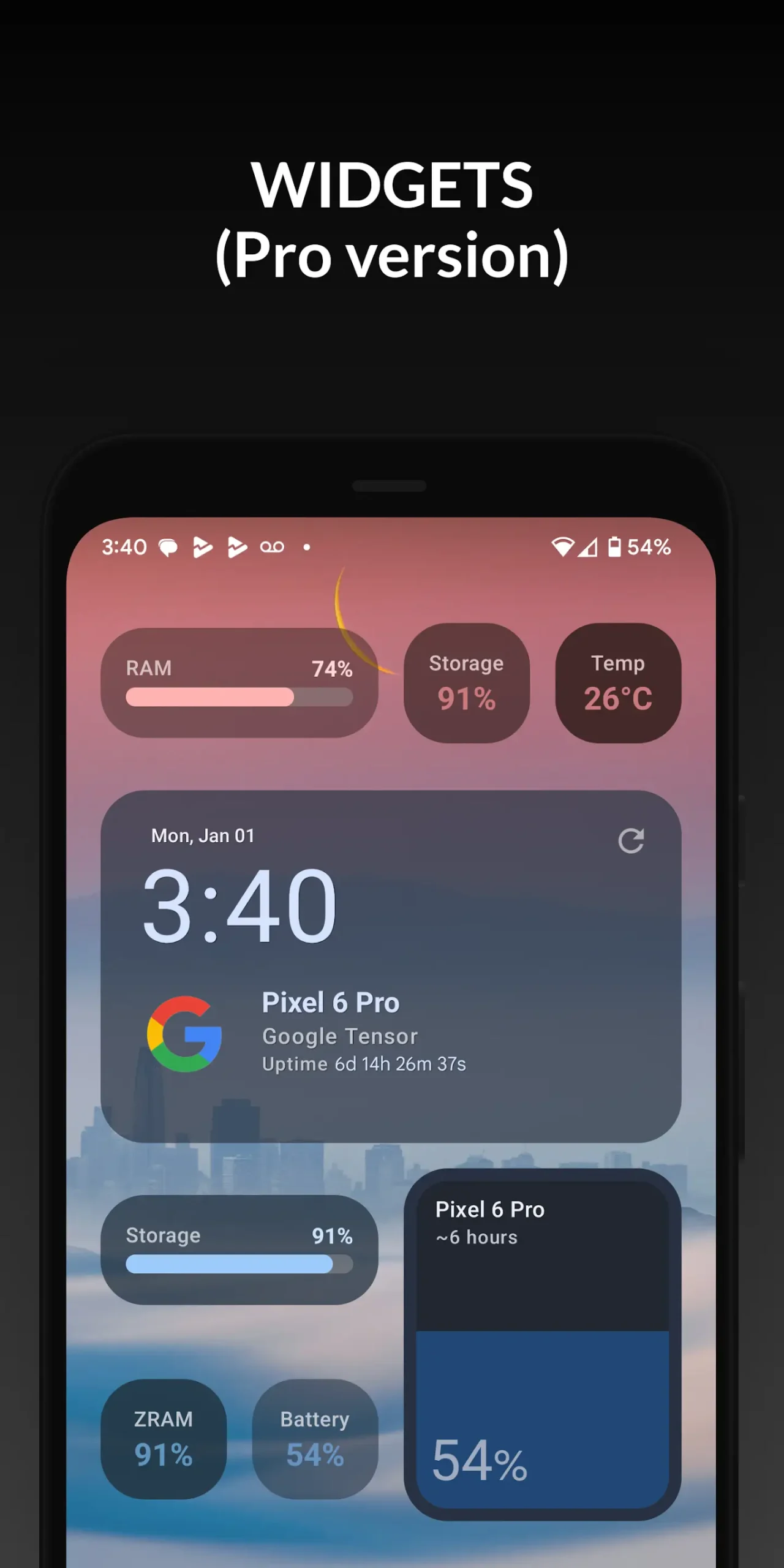 adjust widgets