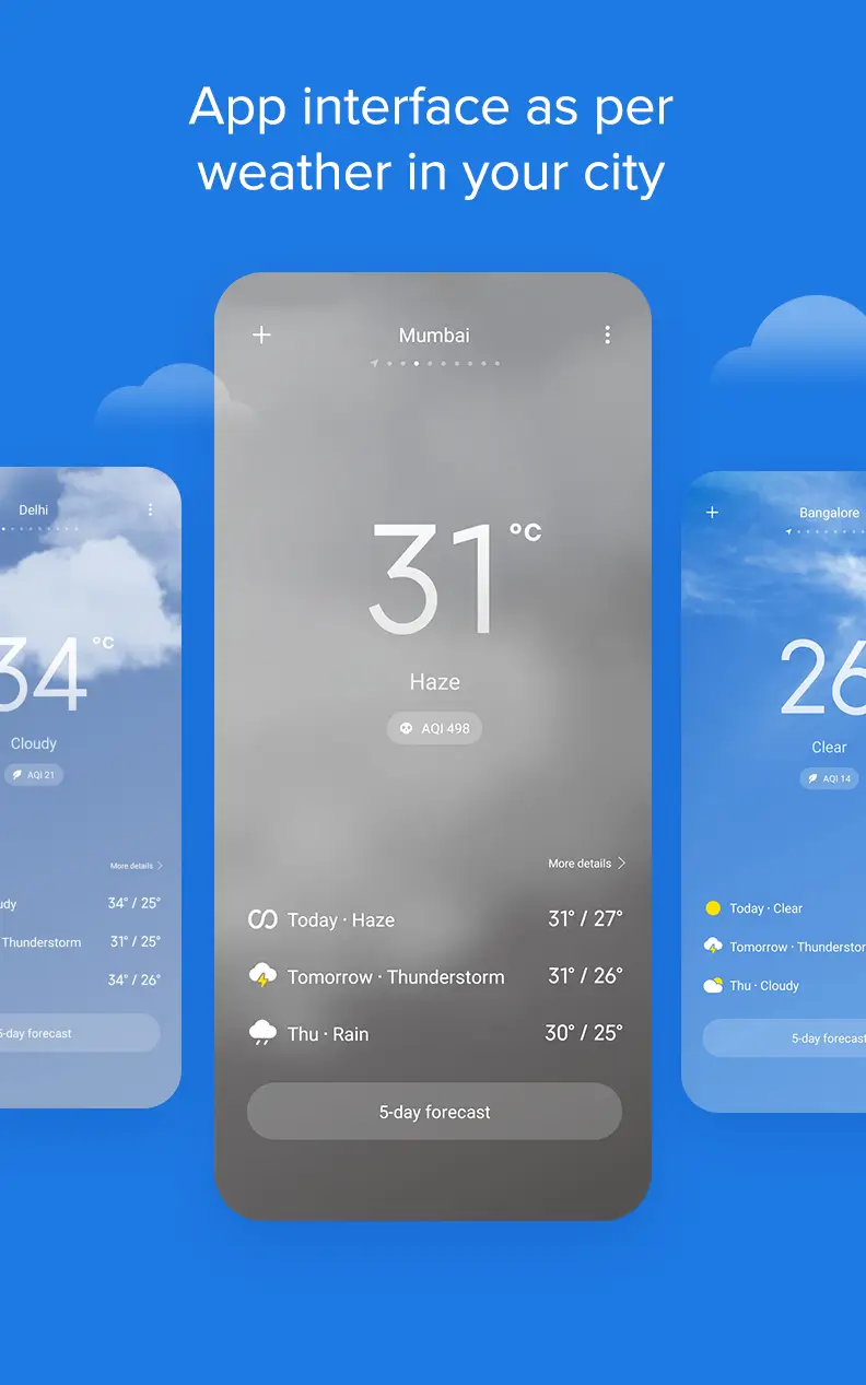 app interface according to your city weather